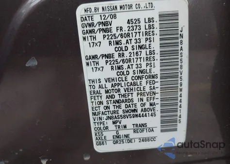 2009 Nissan Rogue Sl z USA, uszkodzony, nr VIN JN8AS58V59W444145